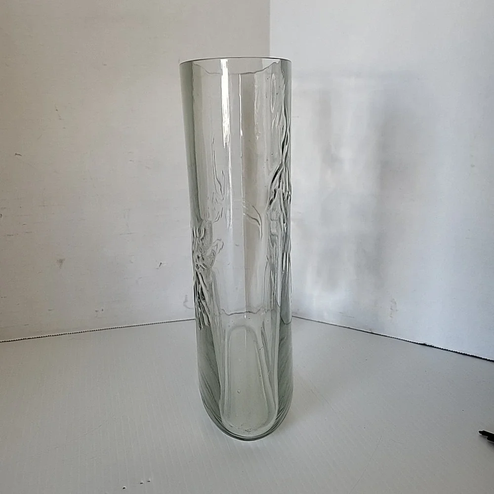Pier 1‎ Floral Hand Blown Glass Embossed Vase 10